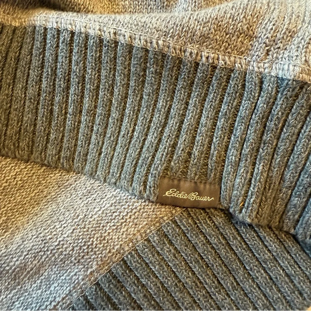 Eddie Bauer men’s XL gray 1/4 zip cotton sweater pullover mock neck grandpacore